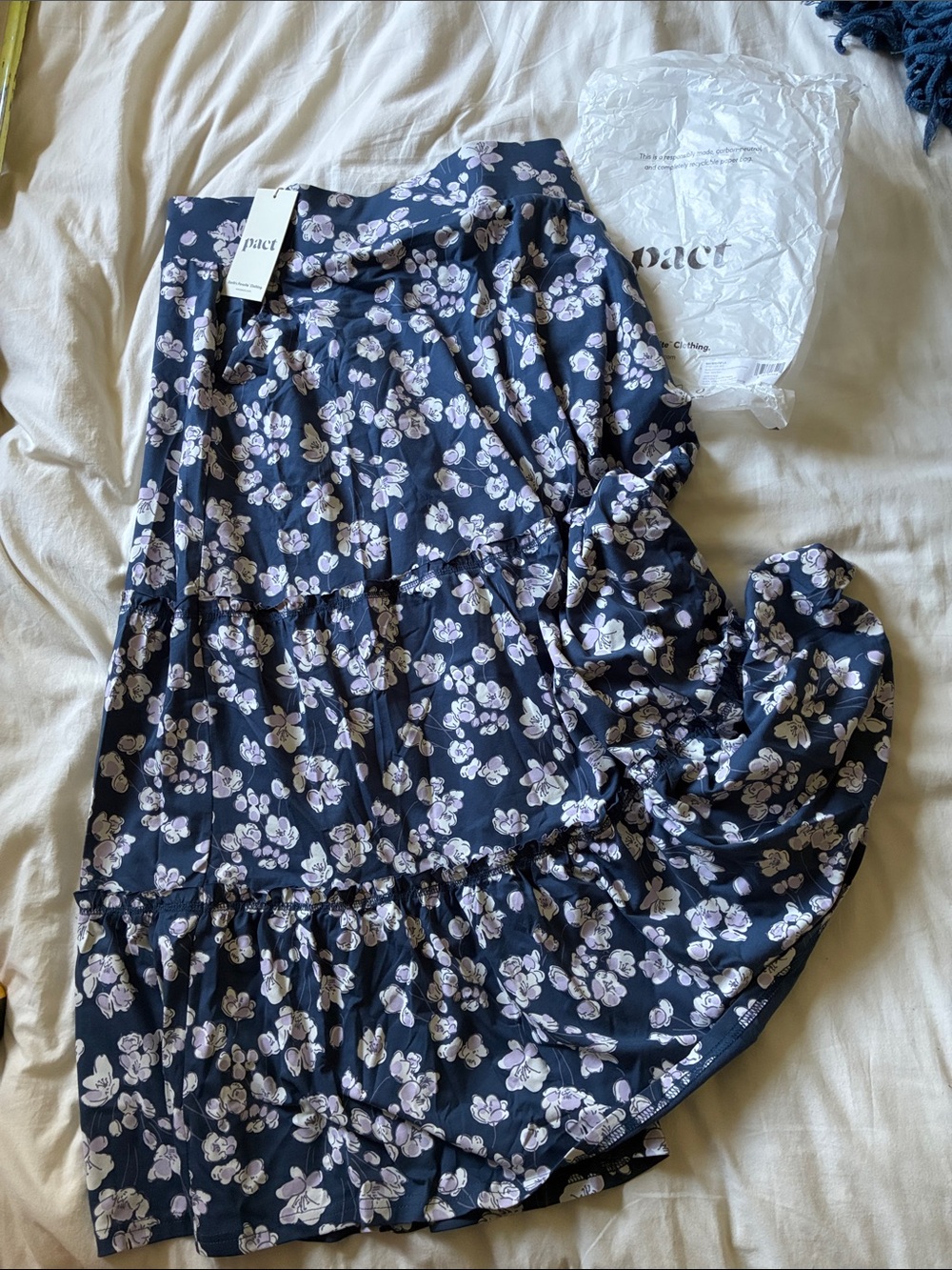 Pact Navy Floral Tiered Maxi Skirt